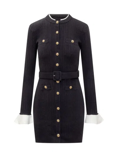 Self-portrait Short Knitted Dress In Black