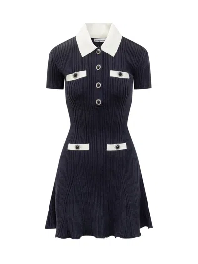 Self-portrait Short Knitted Dress In Blue