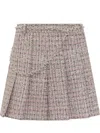 Self-portrait Textured Flared Skirt With Decorative Waist Trim In Pink