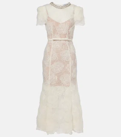 SELF-PORTRAIT SEMI-SHEER LACE MIDI DRESS