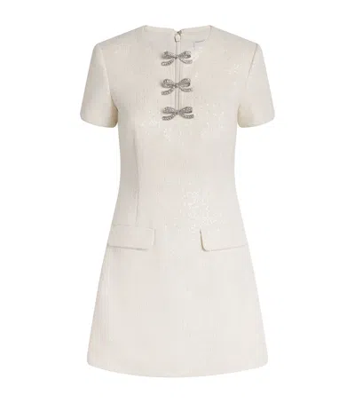 Self-portrait Sequin Bouclé Bow Midi Dress In Ivory