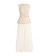 Self-portrait Womens Sequin-embellished Plisse Chiffon Midi Dress Cream In Ivory