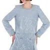 Self-portrait Self Portrait Sequin Boucle Long-sleeve Top In Blue