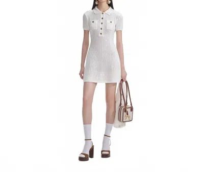 Self-portrait Sequin Crochet Mini Dress In White