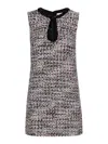 Self-portrait Black Sequin-embellished Boucl-tweed Mini Dress In White