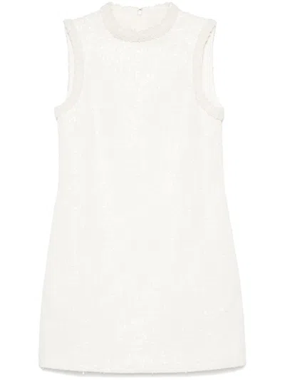 Self-portrait Sequin-embellished Bouclé Dress In Neutrals