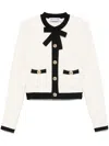 Self-portrait Women Cardigan With Bow And Sequins In Neutrals