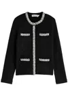 Self-portrait Black Crewneck Sequin Cardigan In Black