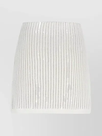 SELF-PORTRAIT SEQUIN EMBELLISHED COTTON BLEND SKIRT