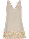 Self-portrait Beige Cream Crepe 3d Sequin Mini Dress In Neutrals