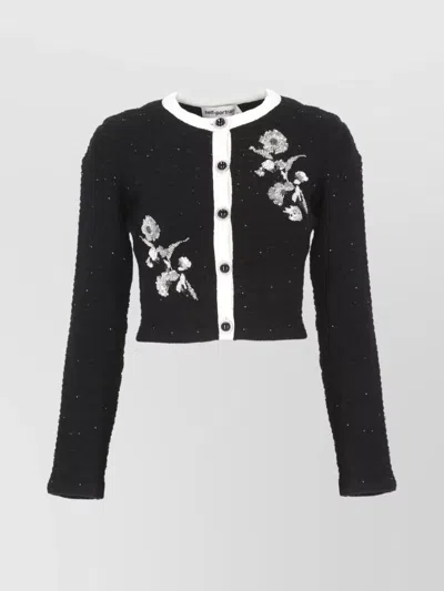 Self-portrait Sequin Embellished Floral Blazer In Black