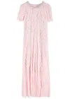 Self-portrait Embellished Floral Lace Midi Dress In Pink