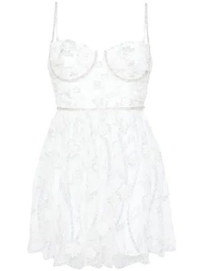 Self-portrait Sequin-embellished Lace Minidress In Green