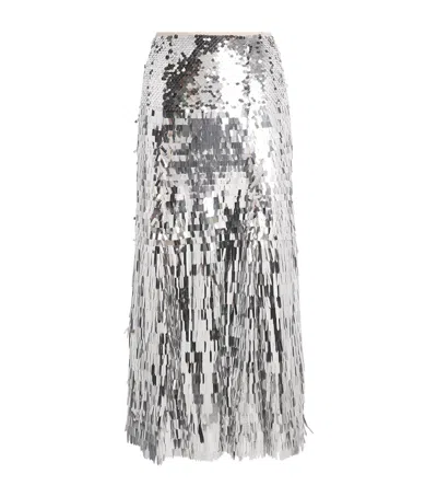 Self-portrait Sequin-embellished Midi Skirt In Multi