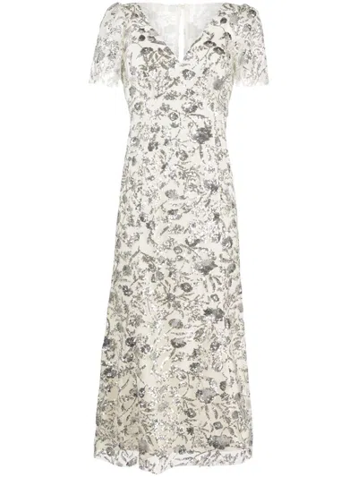 Self-portrait Sequin-embellished Tulle Midi Dress In Champagne