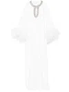 Self-portrait Feather-trimmed Embellished Maxi Dress In White