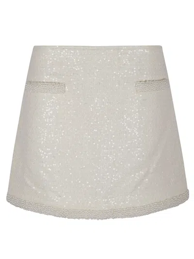 SELF-PORTRAIT SELF-PORTRAIT SEQUIN-FINISH SKIRT WITH BEADED TRIM