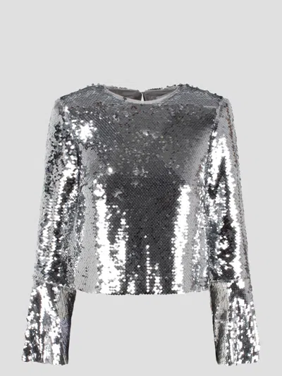 SELF-PORTRAIT SEQUIN FLARED SLEEVE TOP