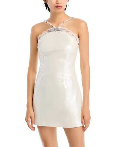Self-portrait Sequin Halter Mini Dress In Cream