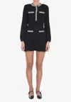 Self-portrait Chic Sequin Knit Mini Dress With Shoulder Pads In Black