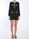 Self-portrait Chic Sequin Knit Mini Dress With Shoulder Pads In Black