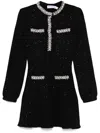 Self-portrait Chic Sequin Knit Mini Dress With Shoulder Pads In Black
