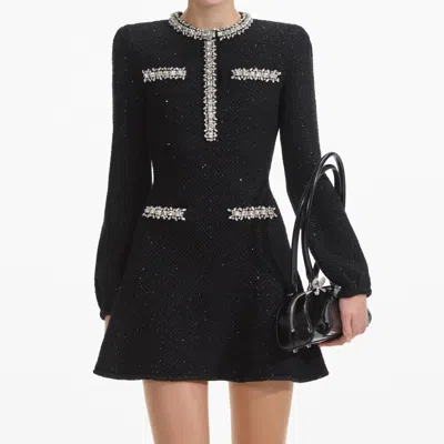 Self-portrait Sequin Knit Mini Dress In Black