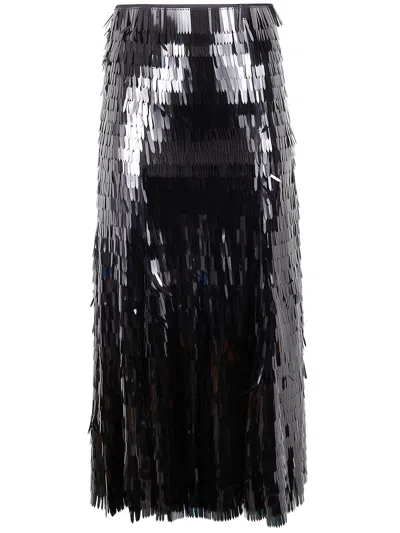 Self-portrait Sequin Midi Skirt In Black