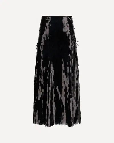 Self-portrait Womens Self Portrait Sequin Flared Woven Midi Skirt In Black