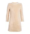 Self-portrait Mini Dress With Pearl Trim And Sequins In Beige