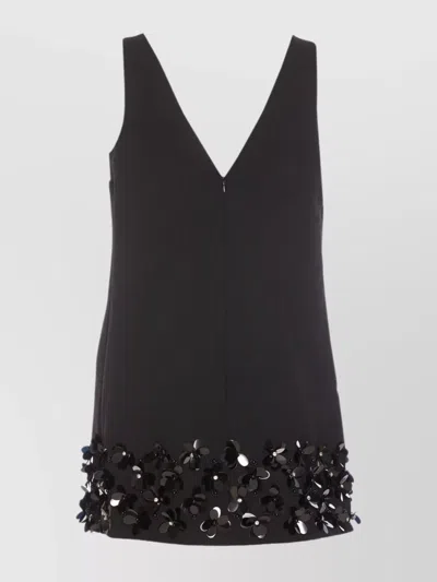 Self-portrait Sequin Mini Dress Floral Embellishments In Black