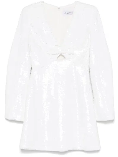 Self-portrait Sequin Mini Dress In White