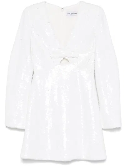 Self-portrait Sequin Mini Dress In Weiss