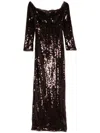 Self-portrait Sequin Off-shoulder Maxi Dress In Brown