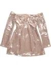 Self-portrait Sequin Off-shoulder Mini Dress In Neutrals