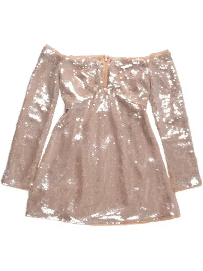 Self-portrait Sequin Off-shoulder Mini Dress In Neutrals