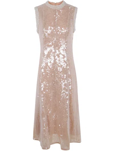 SELF-PORTRAIT SELF-PORTRAIT SEQUIN PEARL TRIM MIDI DRESS