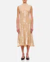 Self-portrait Sequin Pearl Trim Midi Dress In Beige