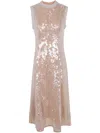 Self-portrait Sequin Pearl Trim Midi Dress In Bg Beige