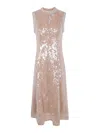 Self-portrait Vestido Midi In Color Carne Y Neutral