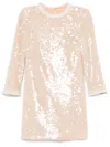 Self-portrait Mini Dress With Pearl Trim And Sequins In Neutrals
