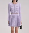 SELF-PORTRAIT SEQUIN PLEATED KNIT SKIRT IN LILAC