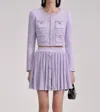 Self-portrait Sequin-embellished Ribbed-knit Mini Skirt In Purple