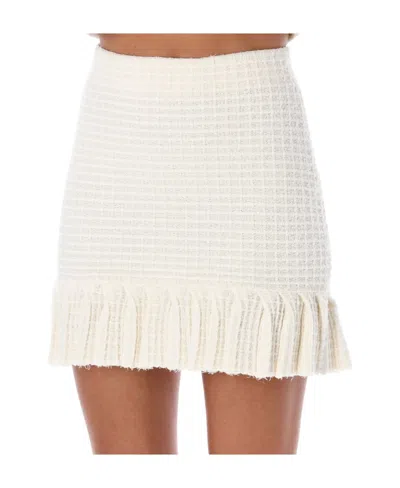 Self-portrait Self Portrait Ladies Cream Sequin Textured Knit Skirt In White