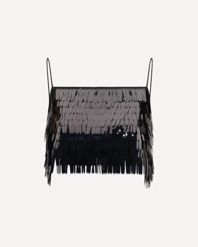 Self-portrait Black Sequin Cropped Top