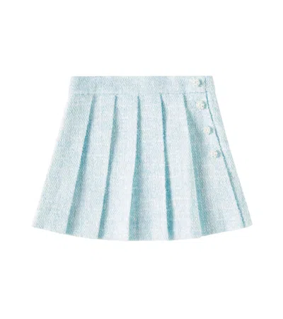 Self-portrait Kids' Sequined Bouclé Skirt In Blue