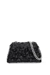 Self-portrait Sequined Bow Mini Shoulder Bag In Black (black)