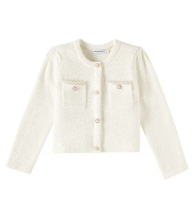 Self-portrait Kids' Sequined Cardigan In White