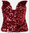 Self-portrait Sequined Corset In Rot