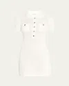 Self-portrait Mini Abito Polo In Crochet Bianco  Donna In Neutral